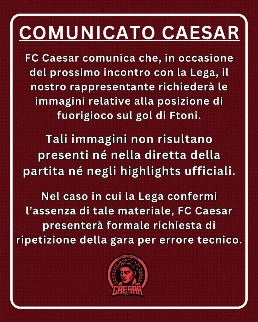 Kings League Italia, il comunicato ufficiale dei Caesar