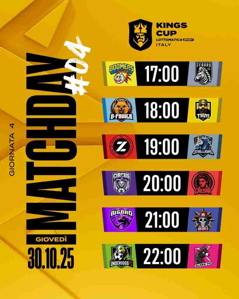 Kings League Italia, il calendario e i risultati della terza giornata di Kings Cup
