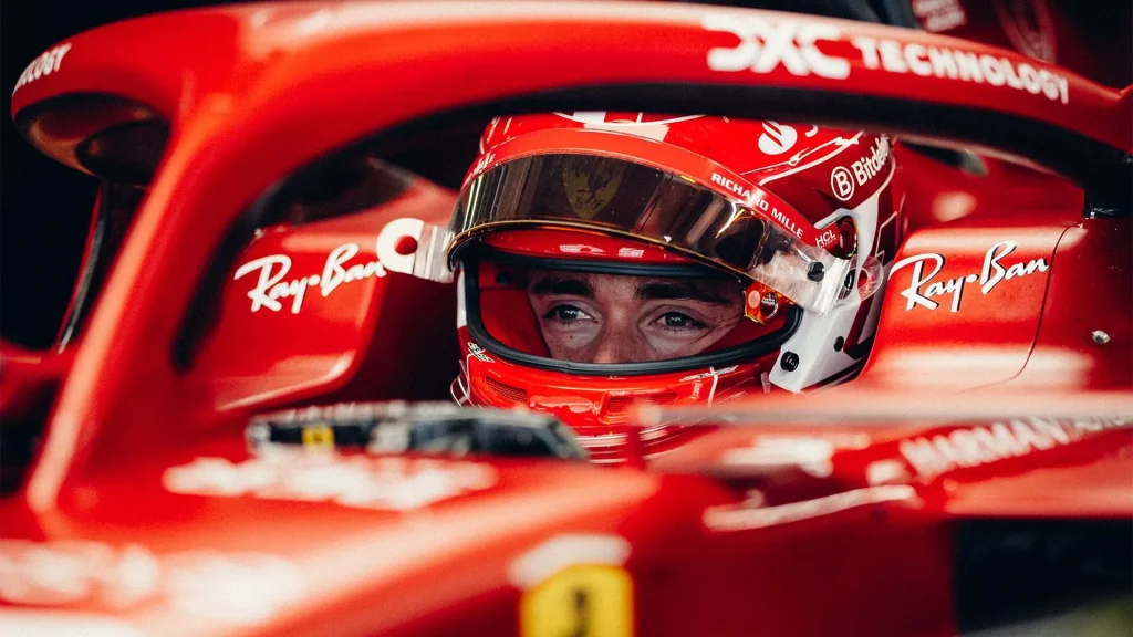 Charles Leclerc al volante della Ferrari