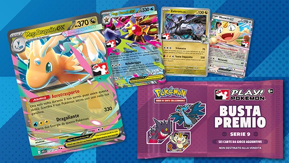 Buste Premio Play! Pokémon Serie 9 disponibili nei negozi italiani dal 1 luglio 2026