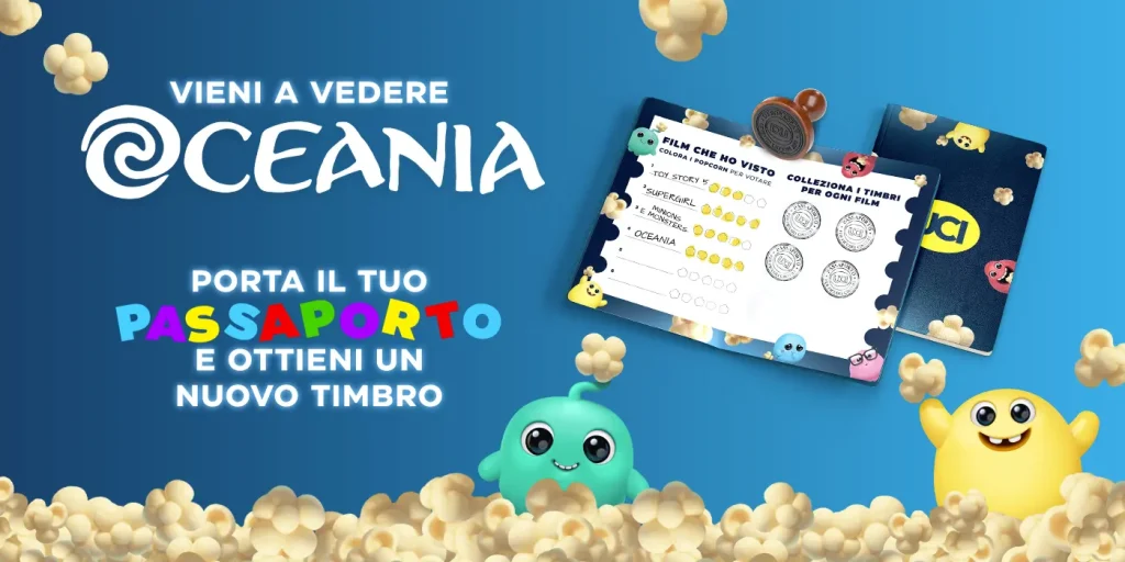 Passaporto piccoli cinefili UCI Cinemas con il nuovo timbro Oceania