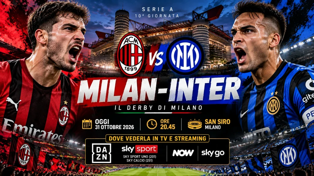 Milan-Inter oggi: orario, dove vederla in TV e streaming e le probabili formazioni del derby