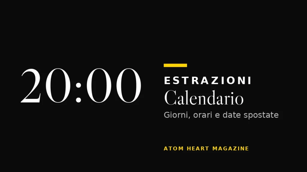 Calendario delle estrazioni di Lotto e SuperEnalotto