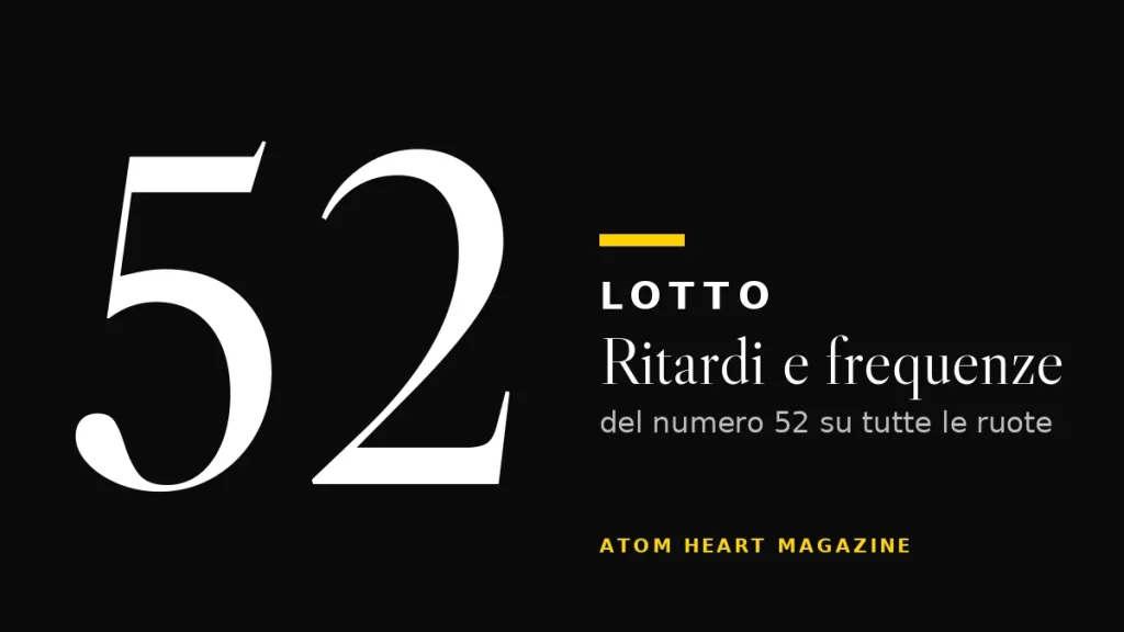 Numero 52 al Lotto: ritardi e frequenze