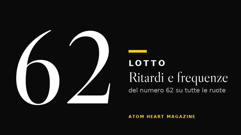 Numero 62 al Lotto: ritardi e frequenze